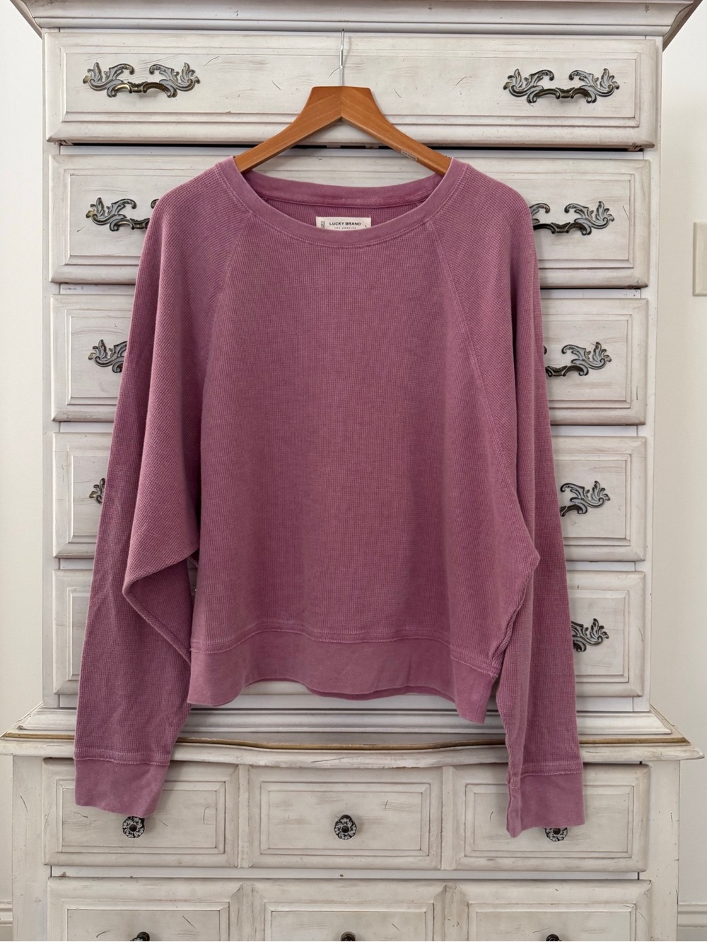 Lucky Brand Raglan Waffle Pullover Top - Picture 4 of 8
